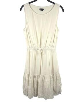 Theory Adesina Ivory 100% Silk Sleeveless Tiered Mini Dress Size 4